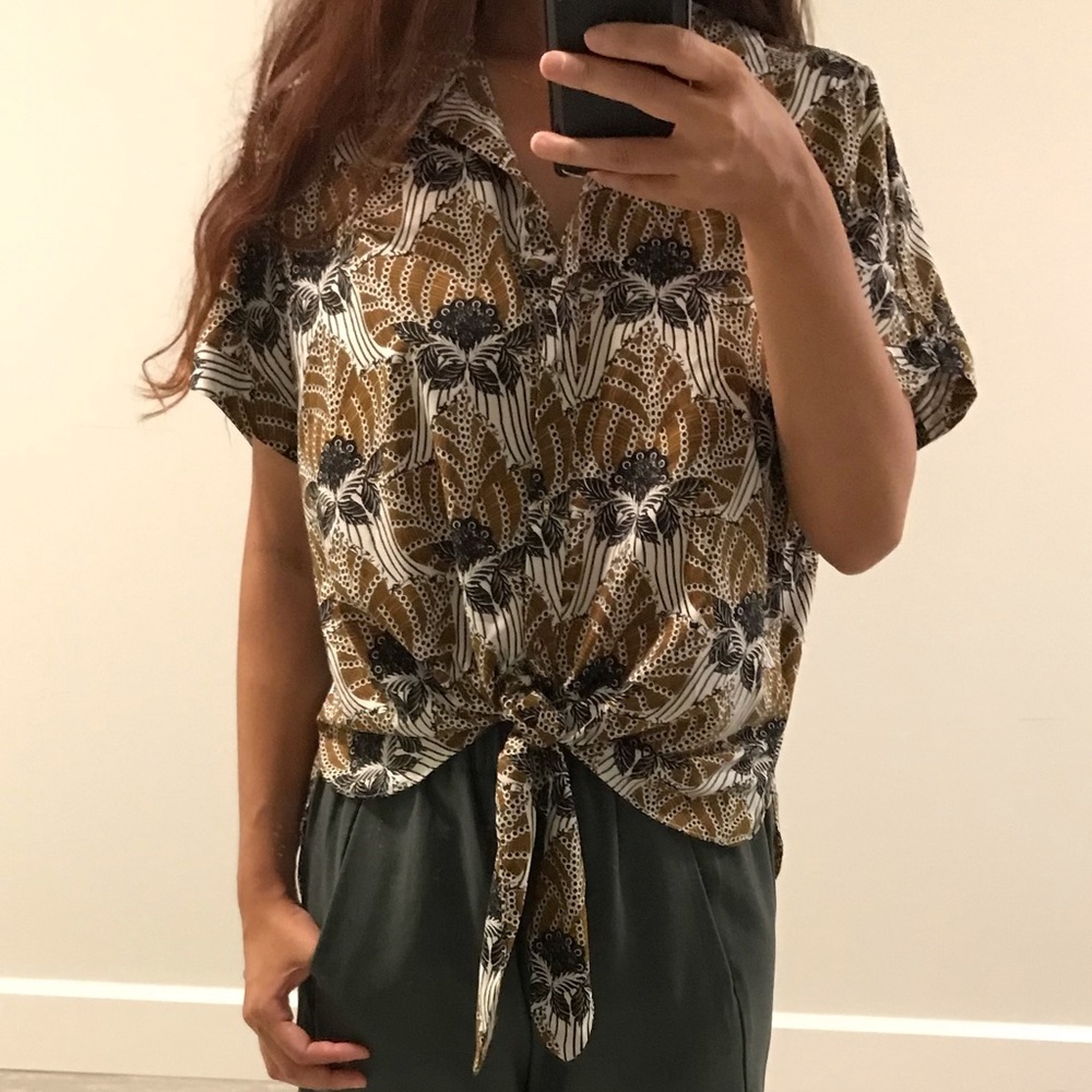 River Island Floral Print Shirt Yellow